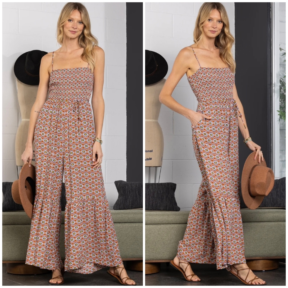 Ces Femme Boho Chic Wide Flare Leg Jumpsuit - Picture 5 of 7
